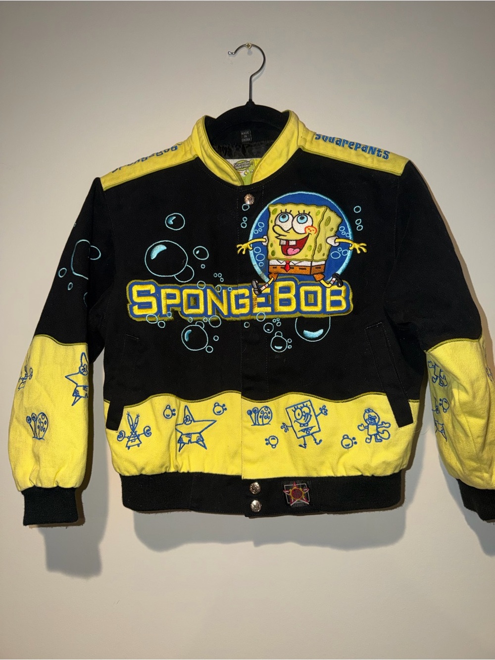 VintageSpongeBob Black & Yellow Kids Puffer Jacket